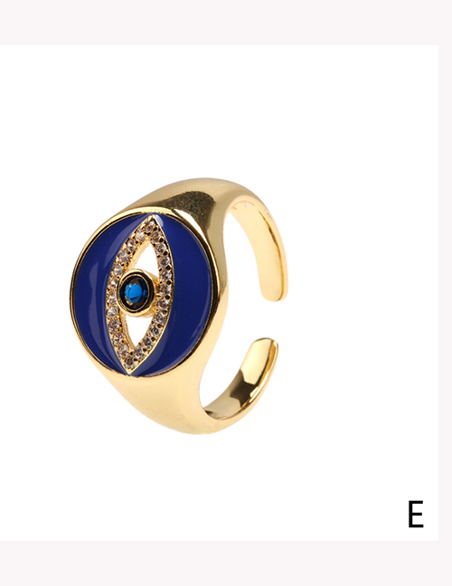 Fashion Blue Copper Inlaid Zirconium Drip Oil Eye Open Ring