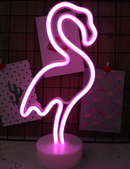 Fashion Pink Flamingo Dual-use Desktop Moon Flamingo Pineapple Neon Light (with Electronics)