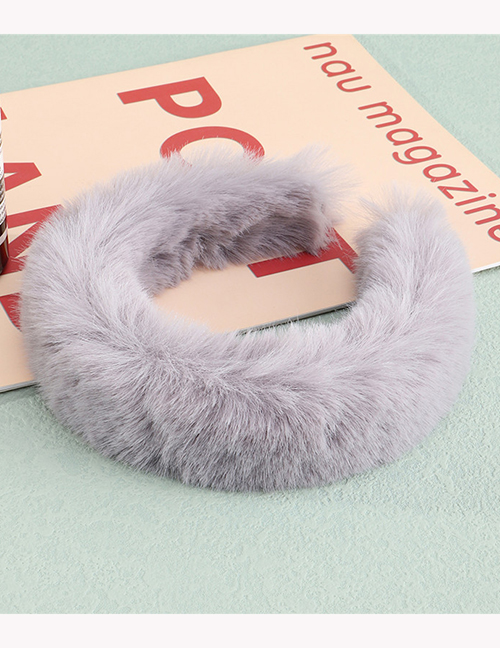 Fashion Grey Faux Rabbit Fur Broad Brim Headband