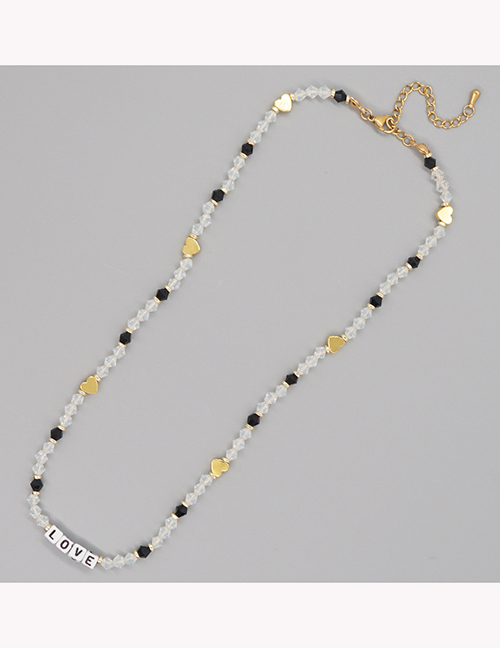 Fashion 2# Rhombus Crystal Beaded Letter Necklace