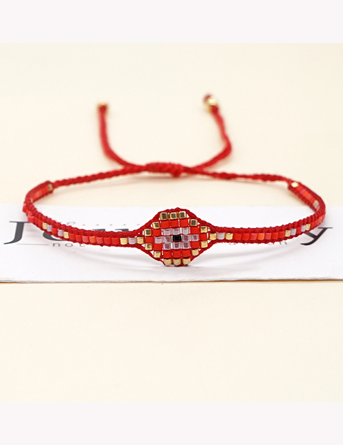 Fashion 1# Rice Beads Woven Eye Bracelet