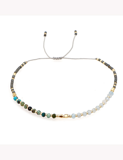 Fashion Grey Geometric Rice Beads Beaded Drawstring Bracelet