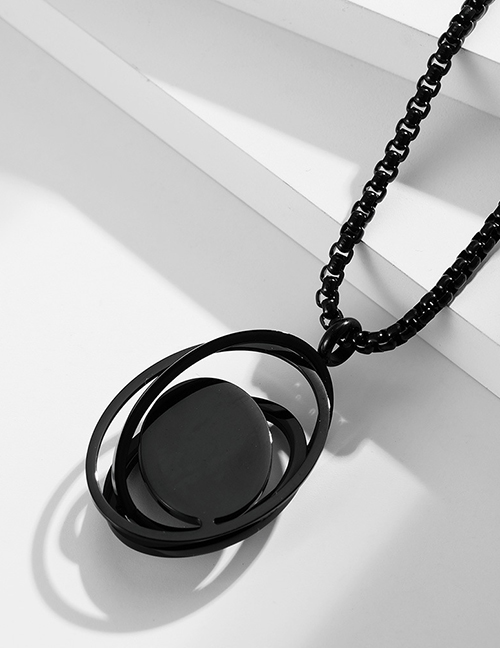 Fashion Black+pl001 3mm*60cm Titanium Steel Oval Orbital Geometric Necklace