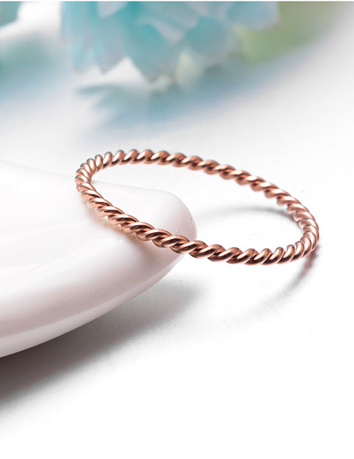 Fashion Rose Gold Color Titanium Steel Spiral Ring