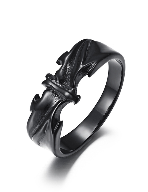 Fashion Black Titanium Bat Ring