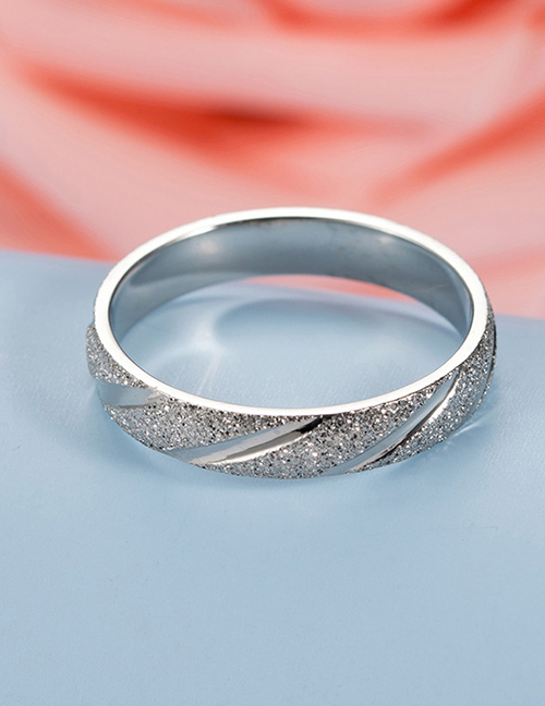 Fashion Steel Color Titanium Steel Bevel Bead Sand Ring