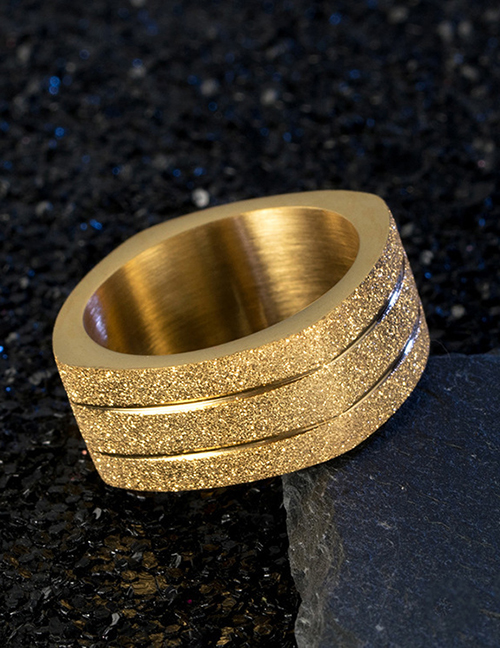 Fashion Gold Color Titanium Steel Pearl Sand Gold Finger