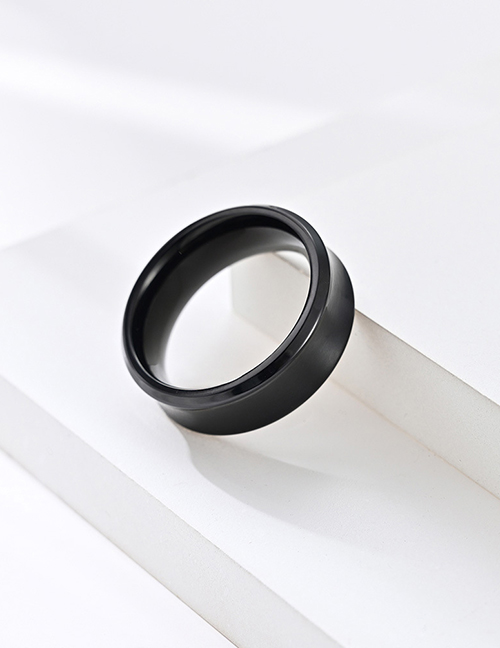 Fashion Black Titanium Steel Geometric Wide Face Ring