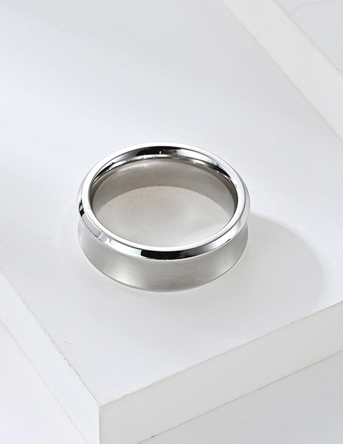 Fashion Silver Color Titanium Steel Geometric Wide Face Ring