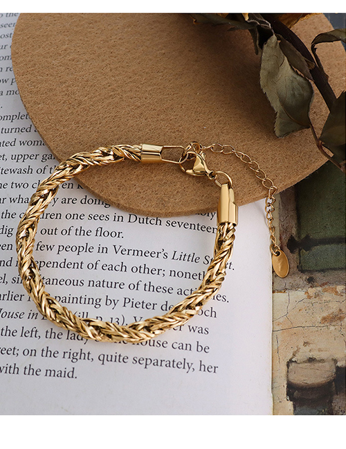 Fashion Gold Color Bracelet Titanium Steel Gold Plated Coarse Twist Chain Necklace