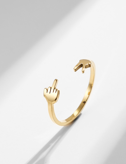 Fashion Gold Color Titanium Steel Gesture Open Ring