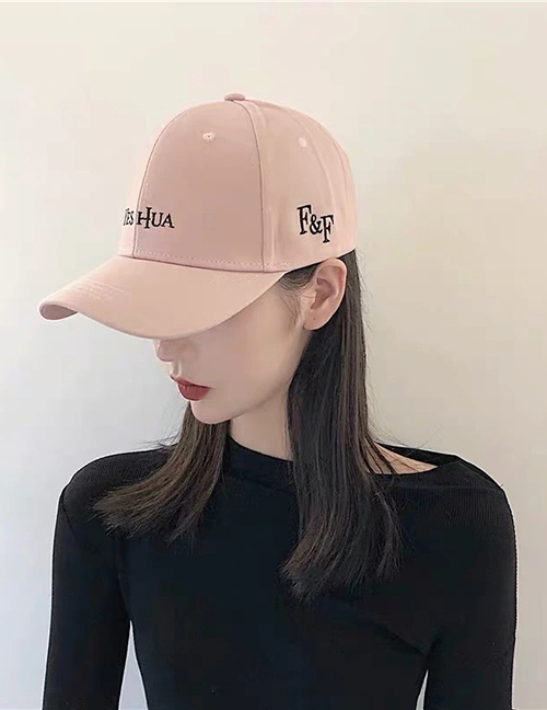 Fashion Pink Letter Embroidery Long Brim Baseball Cap