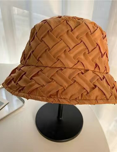 Fashion Coffee Chiffon Woven Fisherman Hat