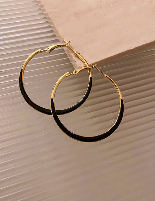 Fashion Black Alloy Geometric Element Ring Ear Ring