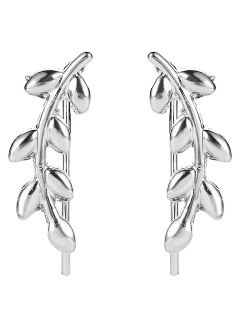 Fashion Silver Metal Leaf Geometric Ear Bone Clip