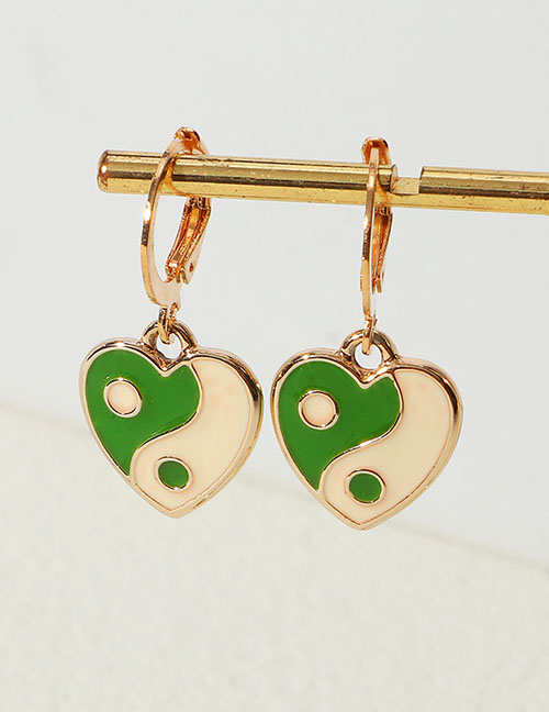 Fashion Green Alloy Dripping Tai Chi Love Earrings