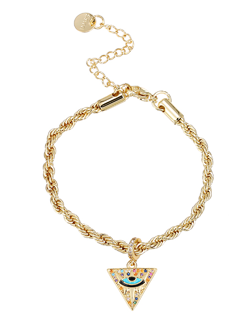 Fashion Gold Copper Inlaid Zirconium Triangle Eye Twist Chain Bracelet