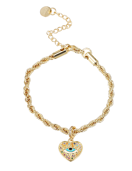 Fashion Gold Copper Inlaid Zirconium Love Eye Twist Chain Bracelet