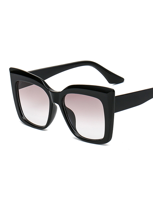 Fashion Black Frame Double Tea Large-frame Cat-eye Gradient Sunglasses