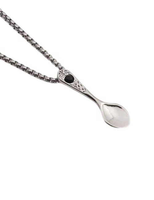 Fashion Gang Color +60cm Policy Chain Titanium Steel Spoon Necklace