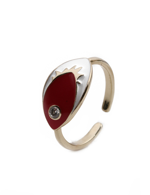 Fashion Red Copper Plated Real Gold Dripping Eye Ring