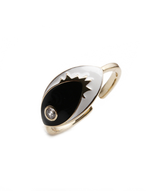 Fashion Black Copper Plated Real Gold Dripping Eye Ring
