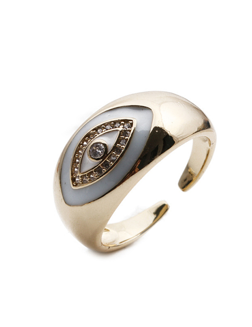 Fashion Light Grey Gold-plated Copper Eye Open Ring