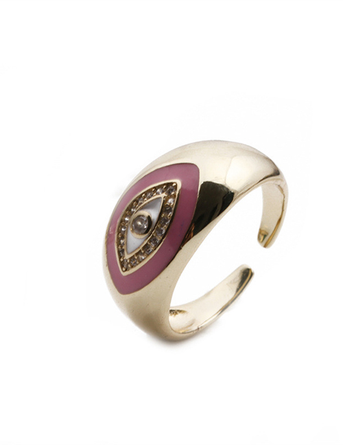 Fashion Light Pink Gold-plated Copper Eye Open Ring