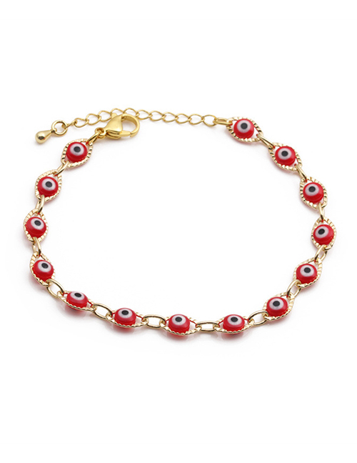 Fashion Red Copper Plated Real Gold Dripping Eye Bracelet