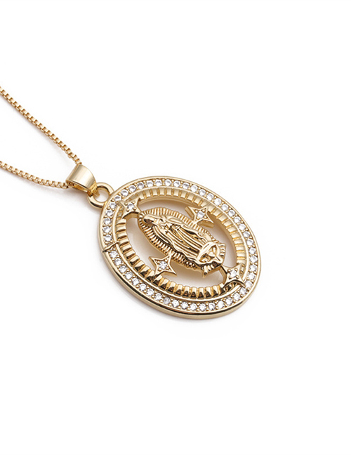 Fashion 2# Copper-plated Real Gold And Zirconium Maria Necklace