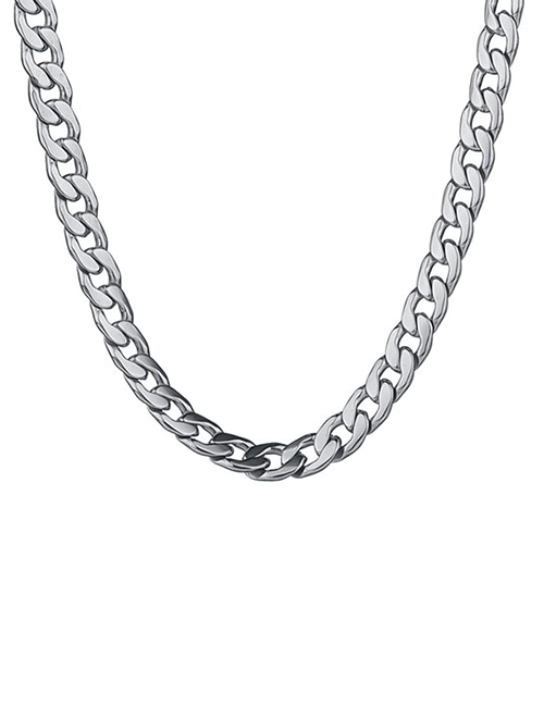 Fashion Steel Color 11.5mm*55cm Stainless Steel Flat Chain Necklace