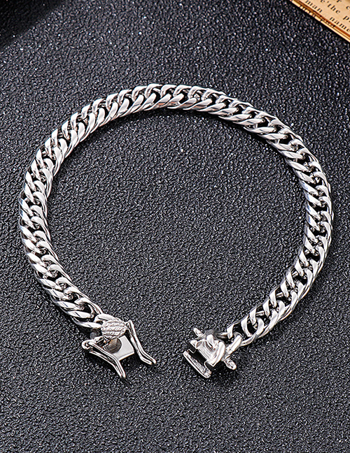 Fashion Steel Color Bracelet 20cm=kb144933-z Titanium Steel Cuban Chain Bracelet