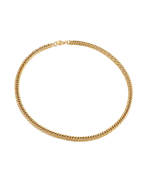 Fashion Golden Necklace 55cm=kn119005-z Titanium Steel Cuban Chain Necklace