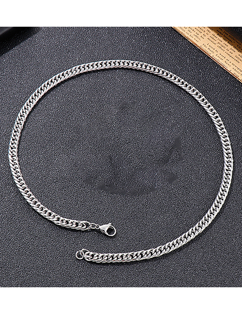 Fashion Steel Color Necklace 55cm=kn119012-z Titanium Steel Cuban Chain Necklace