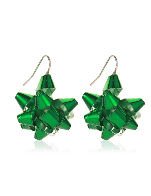 Fashion Green Flower Christmas Snowflake Ribbon Bell Tassel Earrings