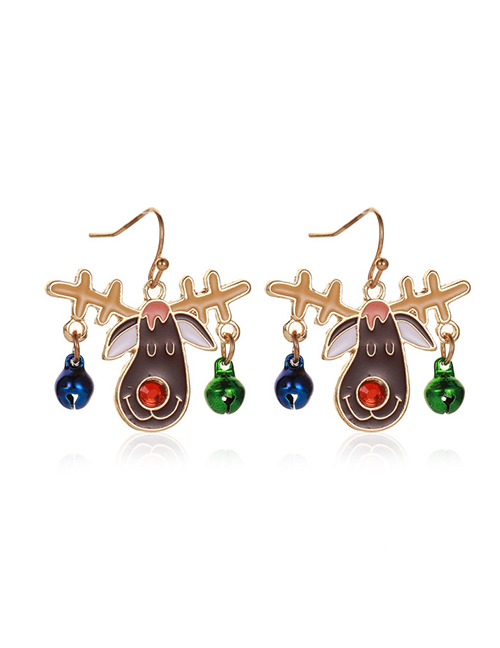 Fashion Elk Christmas Snowflake Ribbon Bell Tassel Earrings