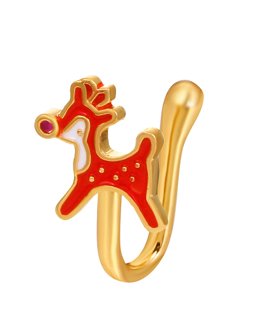 Fashion 07kc Golden Deer Christmas Series Oil Drip U-shaped Piercing Nose Nails