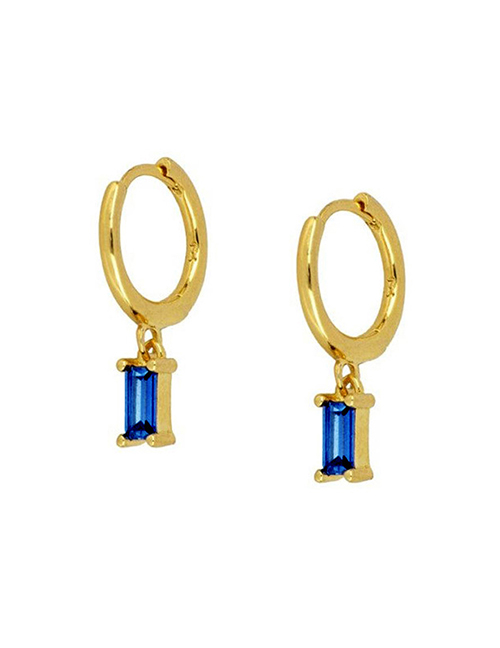 Fashion Blue Gold Alloy Inlaid Square Diamond Geometric Earrings