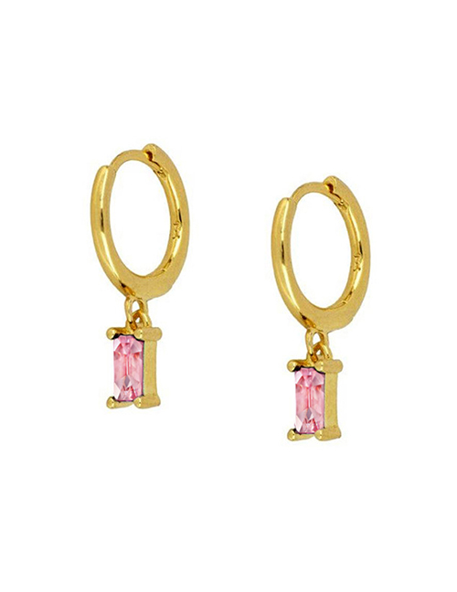 Fashion Pink Gold Alloy Inlaid Square Diamond Geometric Earrings