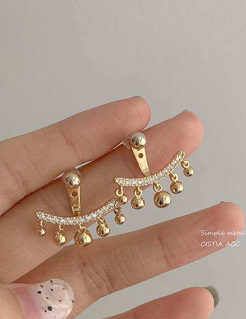 Fashion Gold Alloy Inlaid Zirconium Tassel Earrings