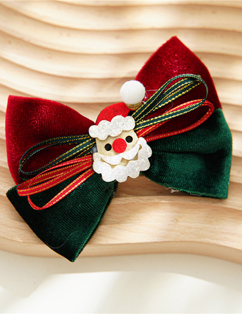 Fashion Santa Claus Christmas Standard Flannel Bow Hairpin