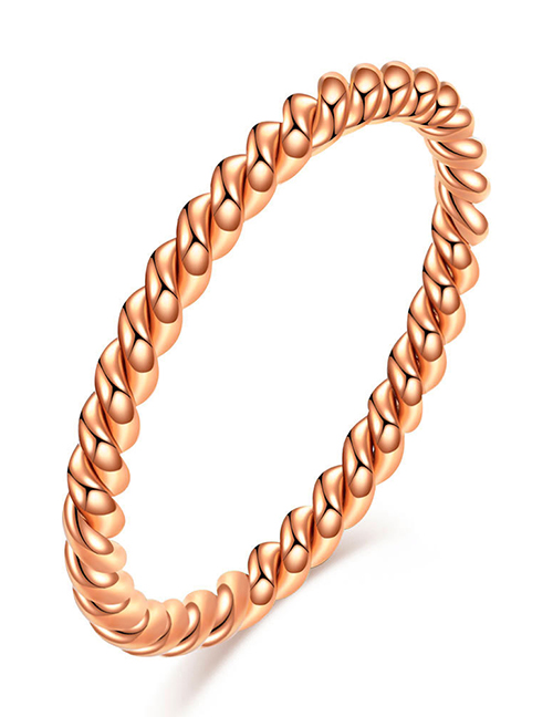 Fashion Rose Gold Titanium Steel Fine Round Bead Twist Ring