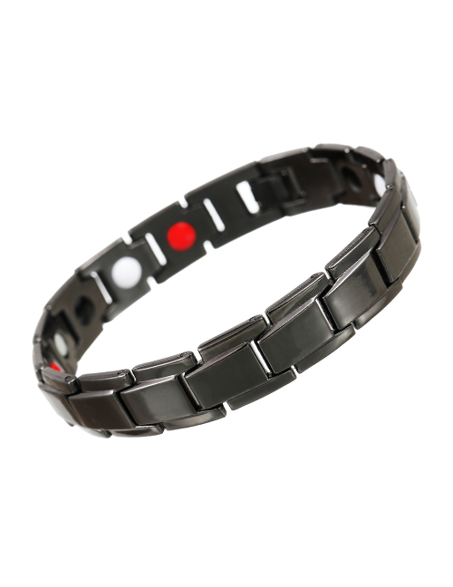 Fashion Black Stainless Steel Color Bead Strap Bracelet
