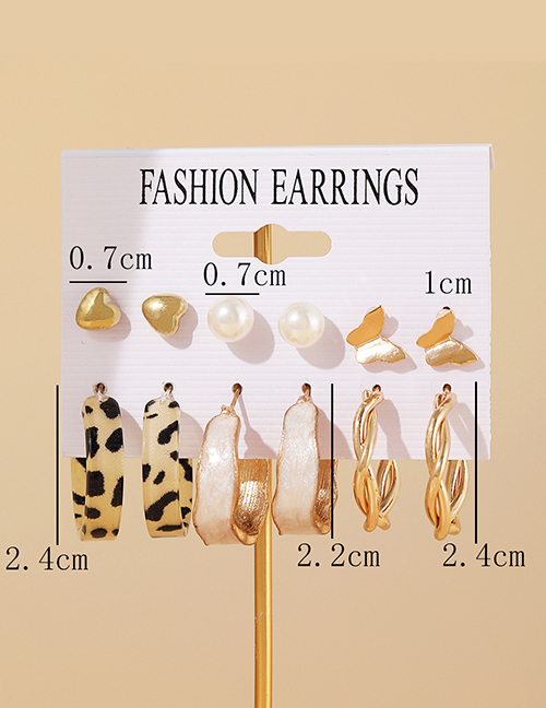 Fashion 2# Resin Drip Oil Leopard Print Love Butterfly Earrings Set