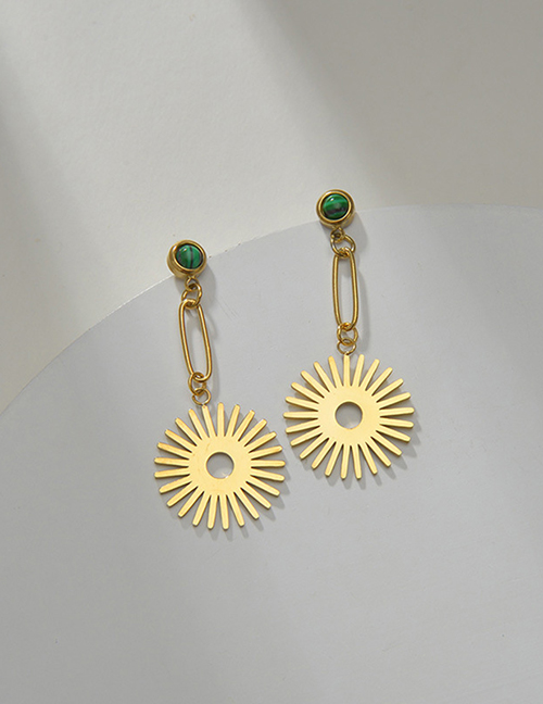 Fashion 5# Titanium Steel Geometric Sun Flower Earrings