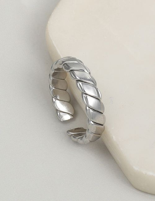Fashion 5# Titanium Steel Wheat Ear Thread Open Ring