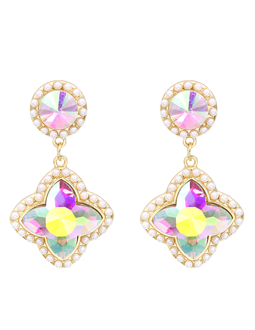 Fashion Ab Color Alloy Pearl Resin Flower Earrings