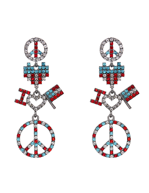 Fashion Red Alloy Diamond And Geometric Letter Earrings
