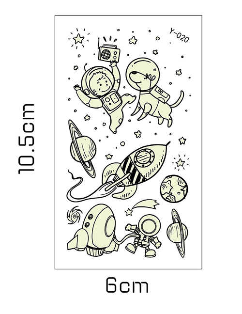 Fashion Y-020 Children Cartoon Spaceship Spaceman Luminous Tattoo Stickers