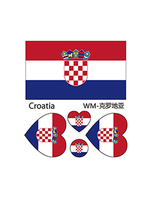 Fashion Croatia Environmental Protection World Flag Face Tattoo Stickers Waterproof